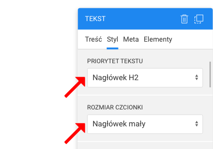 priorytet tekstu w nagłówku h1